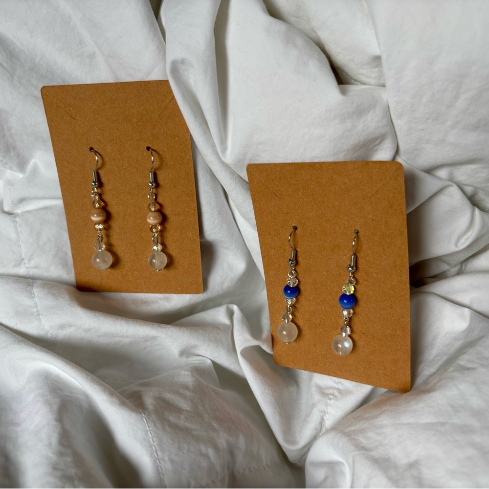 Handcrafted moonstone earrings.